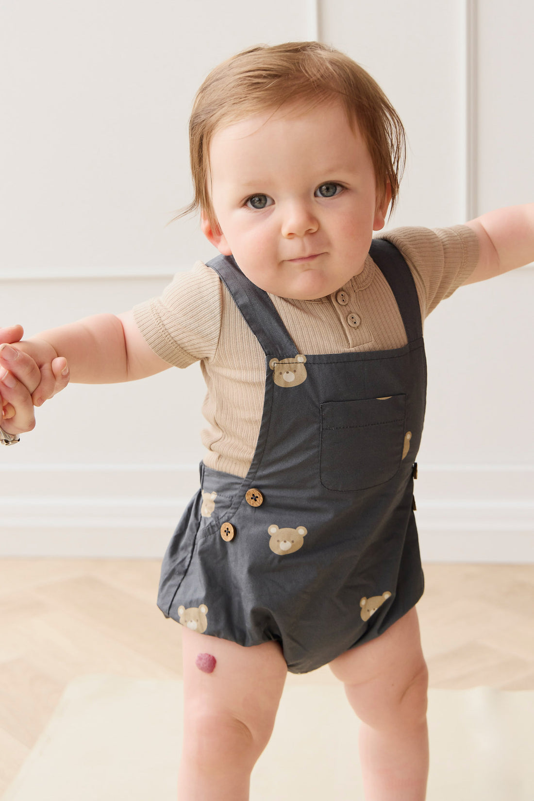 Organic Cotton Robin Playsuit - Bobbie Bears Shadow Childrens Playsuit from Jamie Kay NZ