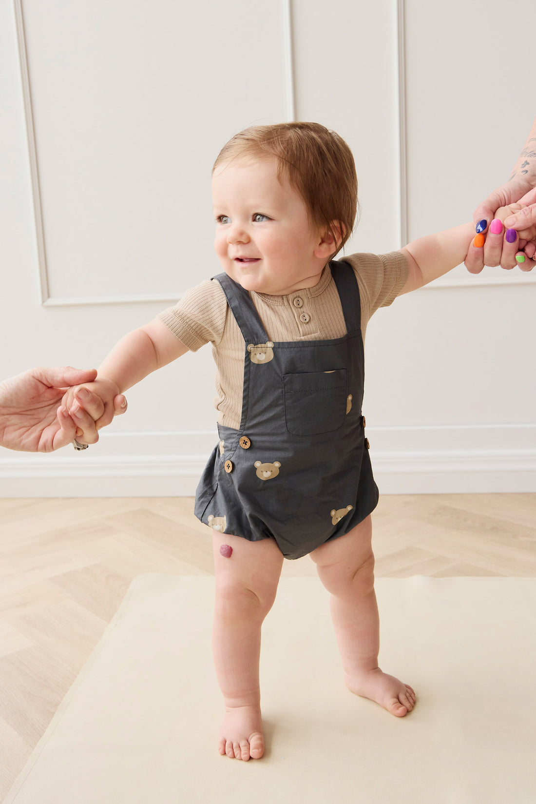 Organic Cotton Robin Playsuit - Bobbie Bears Shadow Childrens Playsuit from Jamie Kay NZ