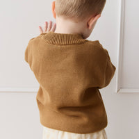 Leon Knit Jumper - Cosy Bobbie Autumn Bronze Childrens Jumper from Jamie Kay NZ