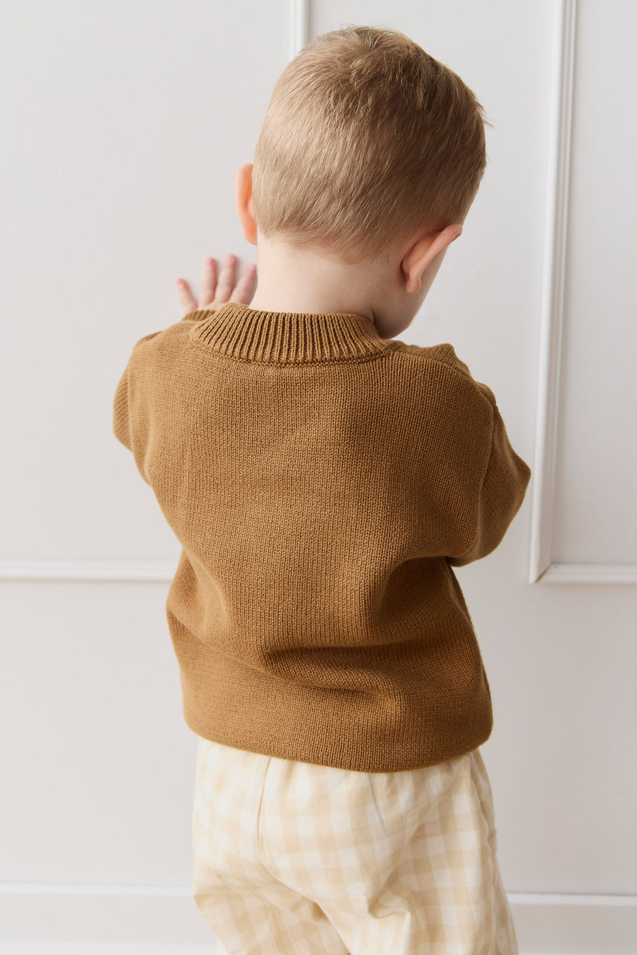 Leon Knit Jumper - Cosy Bobbie Autumn Bronze Childrens Jumper from Jamie Kay NZ