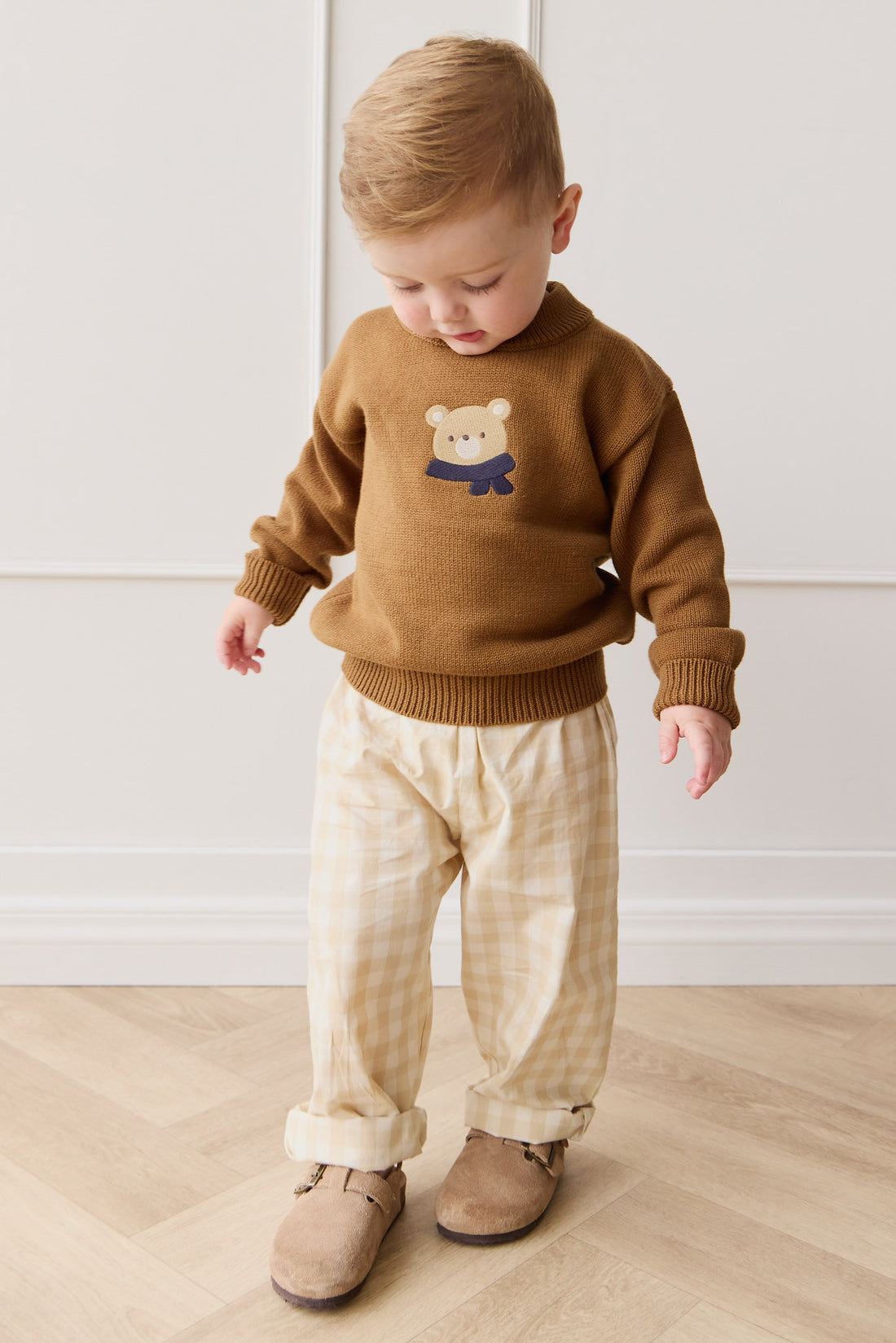 Leon Knit Jumper - Cosy Bobbie Autumn Bronze Childrens Jumper from Jamie Kay NZ