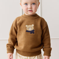 Leon Knit Jumper - Cosy Bobbie Autumn Bronze Childrens Jumper from Jamie Kay NZ