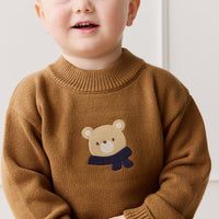 Leon Knit Jumper - Cosy Bobbie Autumn Bronze Childrens Jumper from Jamie Kay NZ