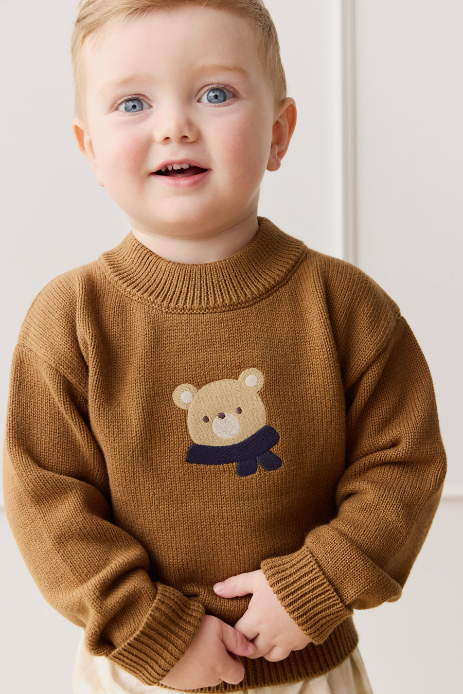 Leon Knit Jumper - Cosy Bobbie Autumn Bronze Childrens Jumper from Jamie Kay NZ