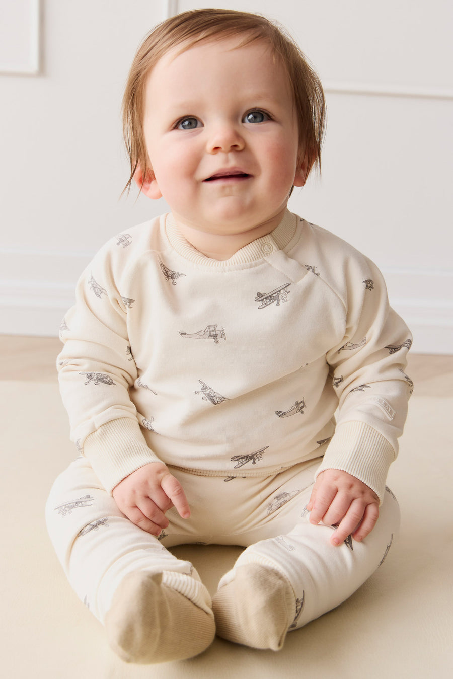 Organic Cotton Morgan Track Pant - Avion Oat Childrens Pant from Jamie Kay NZ