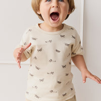 Pima Cotton Hunter Tee - Avion Oat Childrens Top from Jamie Kay NZ