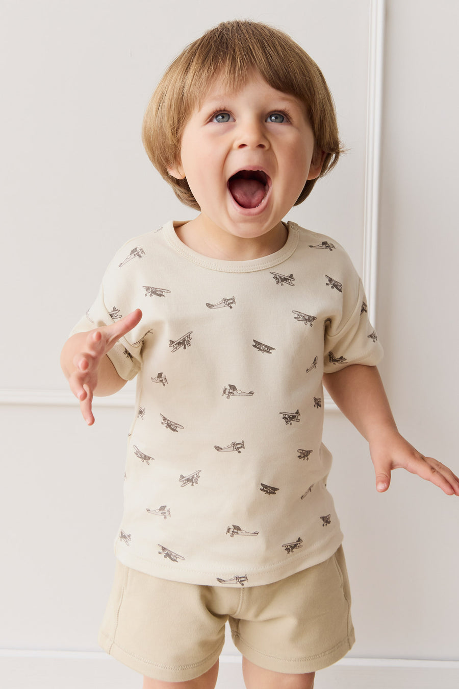 Pima Cotton Hunter Tee - Avion Oat Childrens Top from Jamie Kay NZ