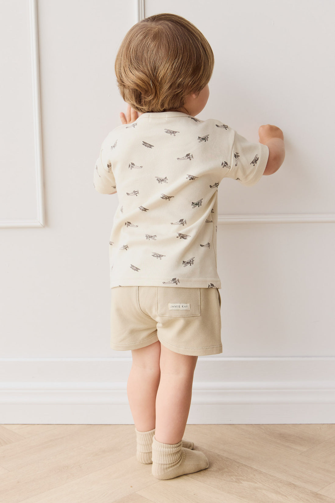 Pima Cotton Hunter Tee - Avion Oat Childrens Top from Jamie Kay NZ