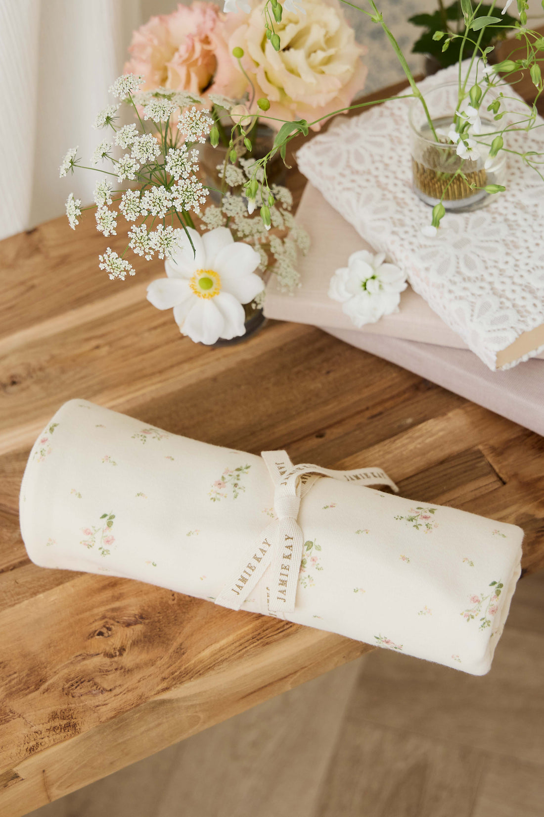 Organic Cotton Murphy Wrap - Josepha Egret Small Childrens Blanket from Jamie Kay NZ