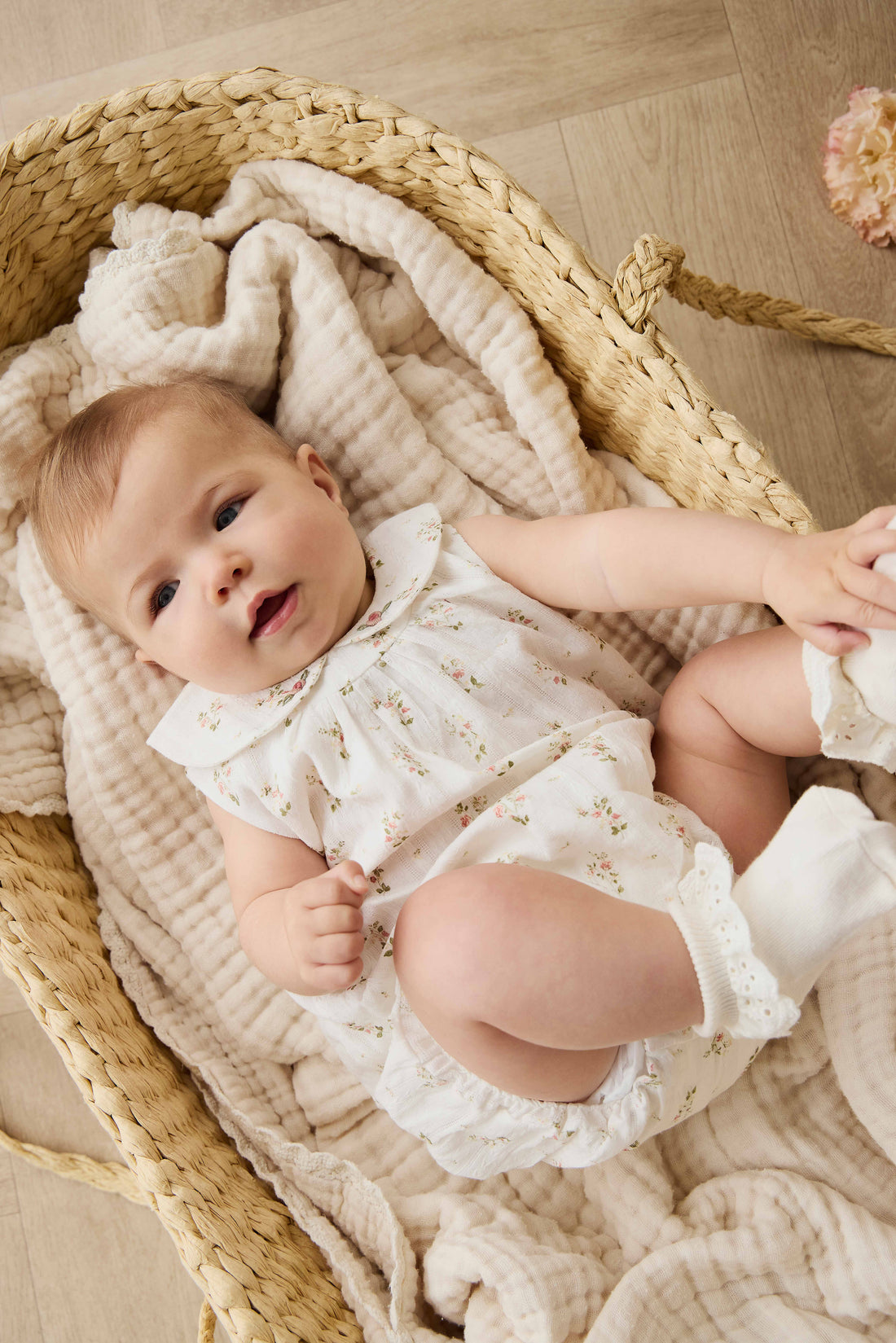 Organic Cotton Brynlee Playsuit - Josepha Egret Childrens Playsuit from Jamie Kay NZ