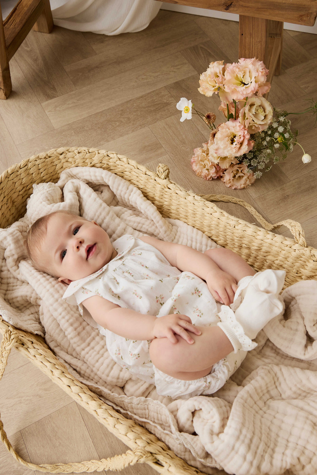 Organic Cotton Brynlee Playsuit - Josepha Egret Childrens Playsuit from Jamie Kay NZ