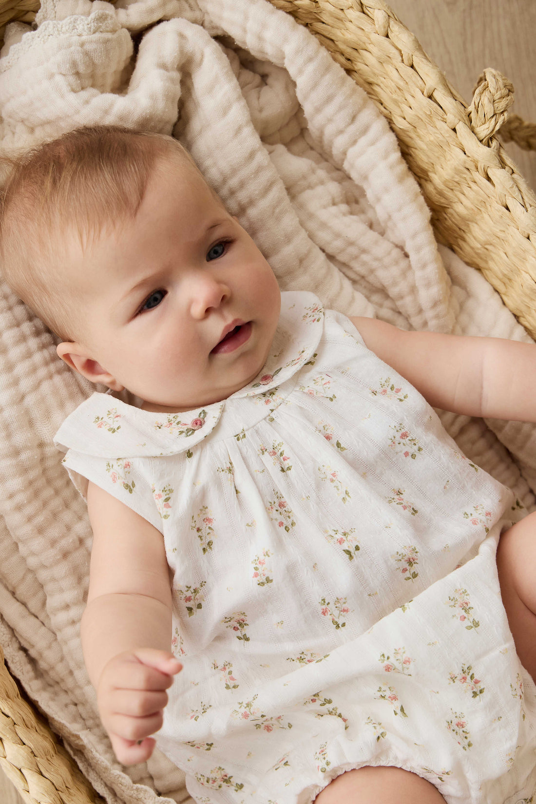 Organic Cotton Brynlee Playsuit - Josepha Egret Childrens Playsuit from Jamie Kay NZ