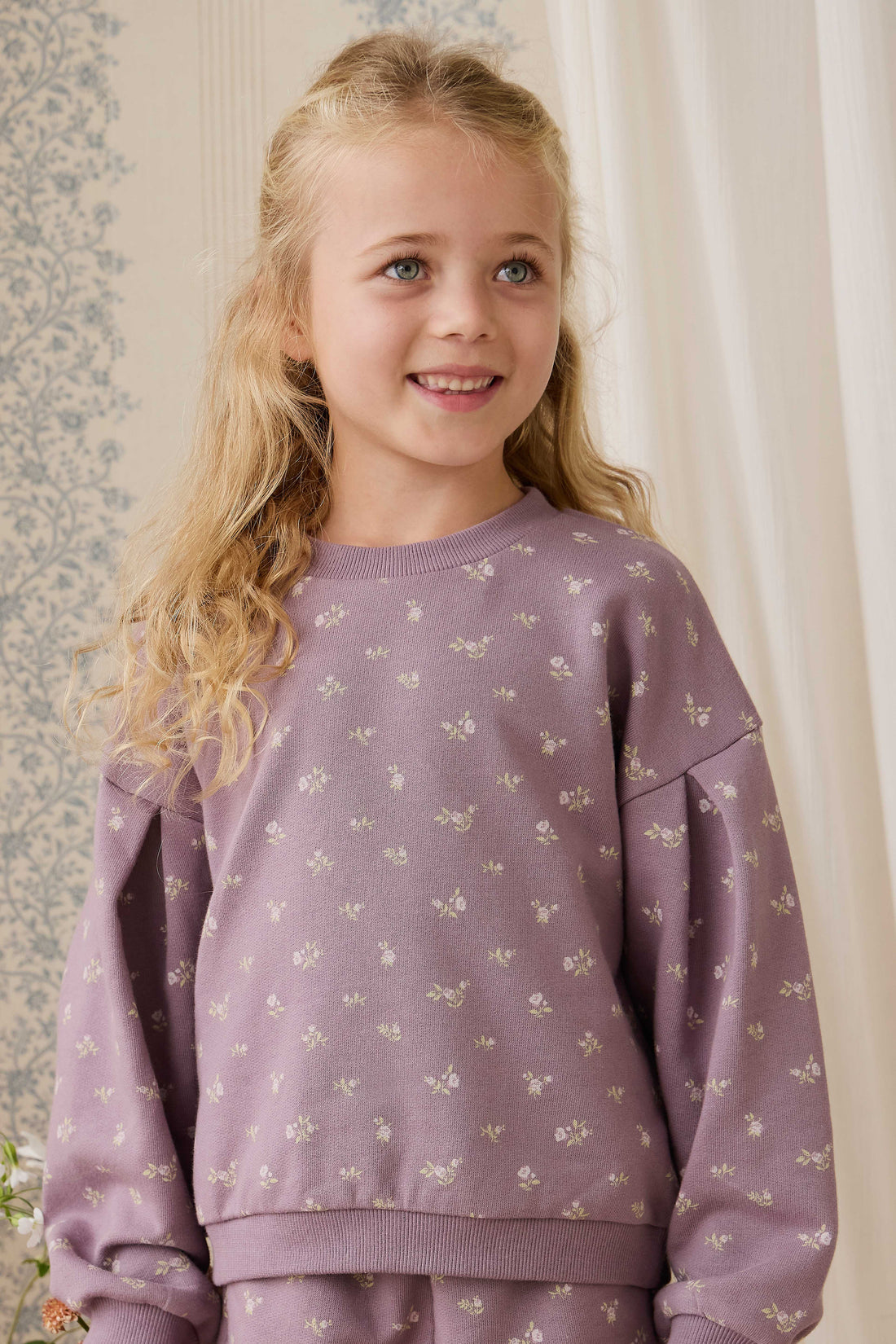 Organic Cotton Elara Sweatshirt - Isla Plum Childrens Sweatshirting from Jamie Kay NZ