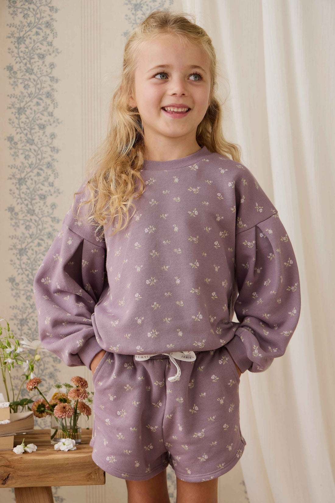 Organic Cotton Elara Sweatshirt - Isla Plum Childrens Sweatshirting from Jamie Kay NZ