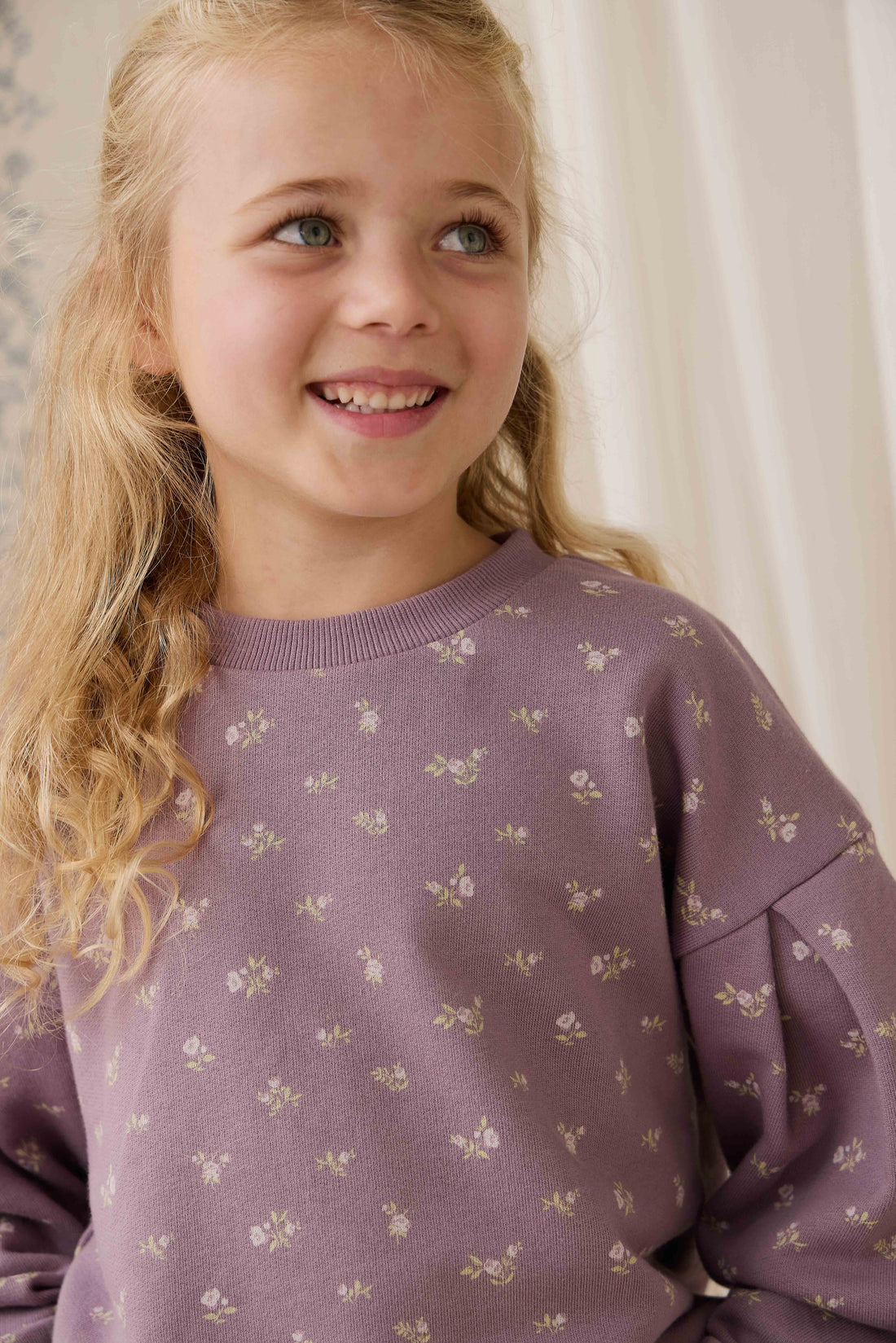 Organic Cotton Elara Sweatshirt - Isla Plum Childrens Sweatshirting from Jamie Kay NZ