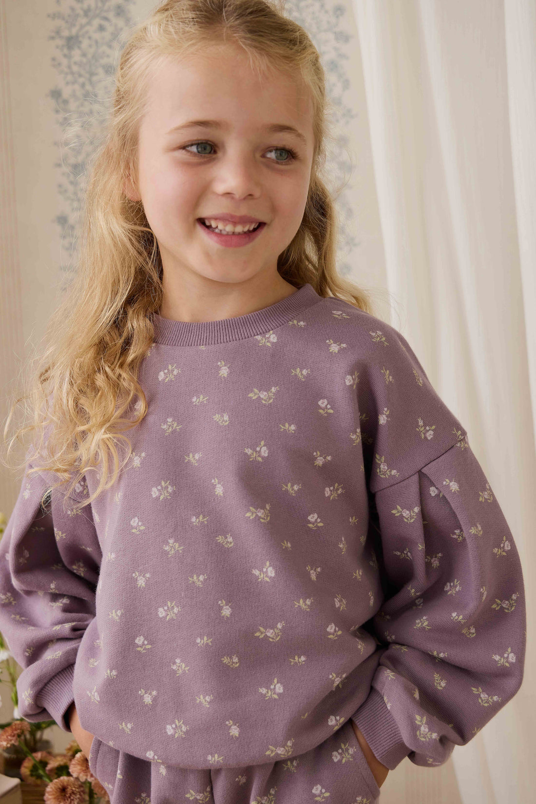 Organic Cotton Elara Sweatshirt - Isla Plum Childrens Sweatshirting from Jamie Kay NZ