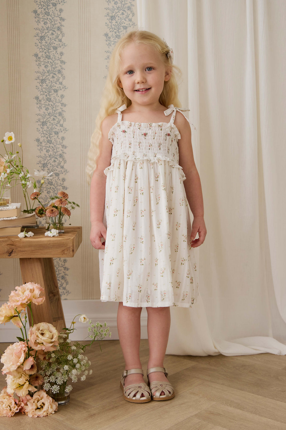 Organic Cotton Saylor Dress - Josepha Egret Childrens Dress from Jamie Kay NZ