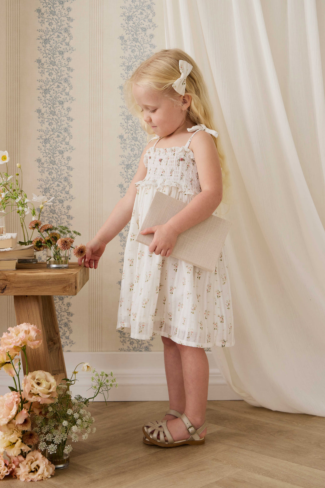 Organic Cotton Saylor Dress - Josepha Egret Childrens Dress from Jamie Kay NZ