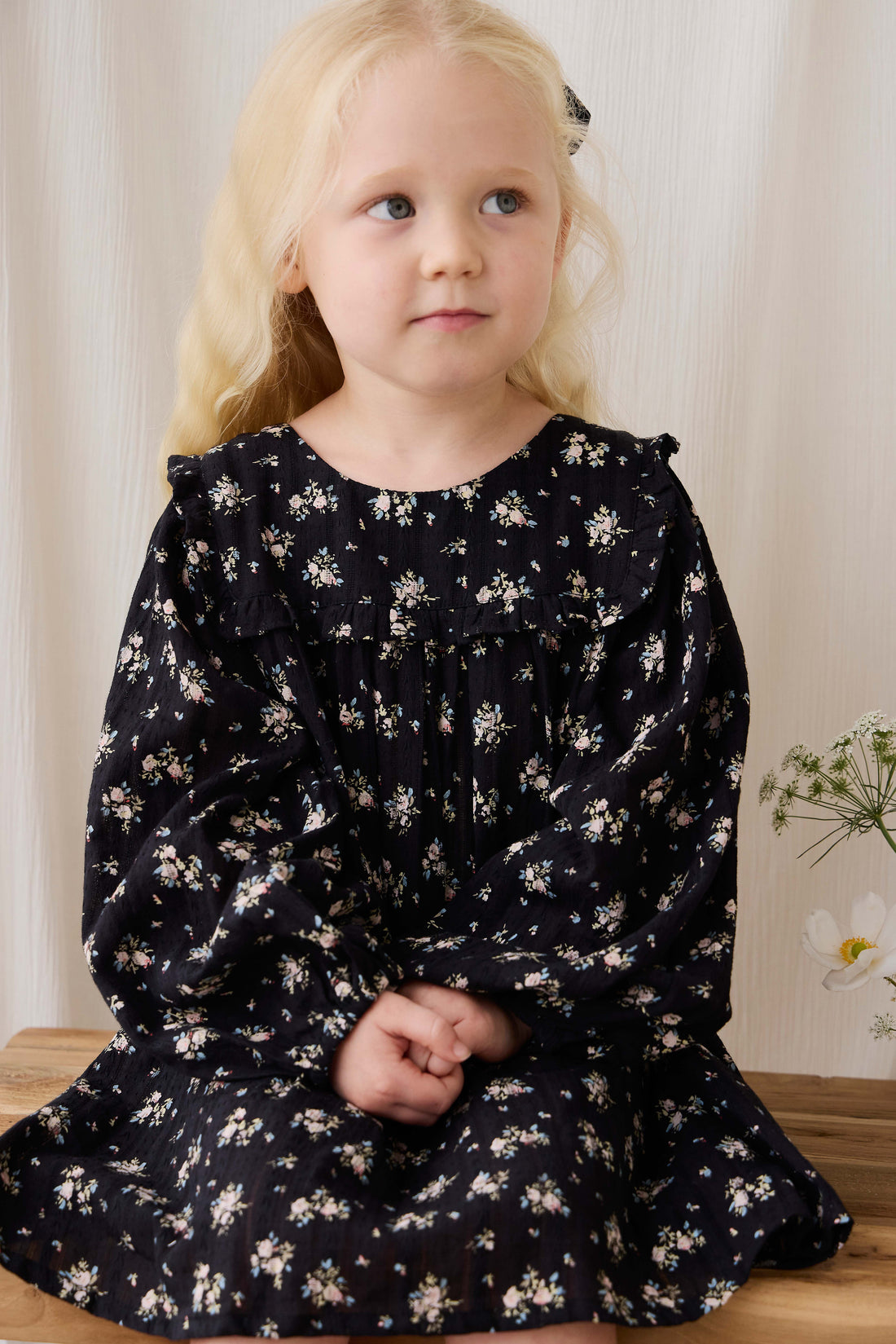 Organic Cotton Gianna Dress - Cassie Caviar Childrens Dress from Jamie Kay NZ
