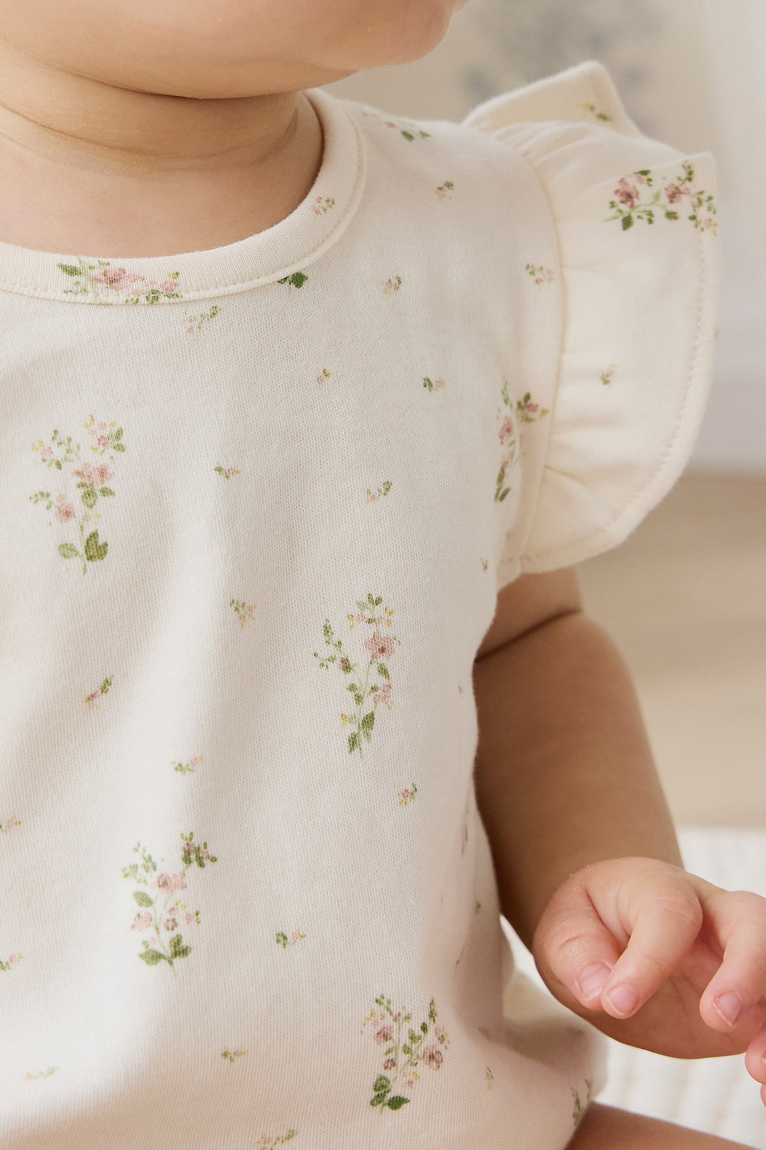 Organic Cotton Adrienne Playsuit - Josepha Egret Small Childrens Playsuit from Jamie Kay NZ