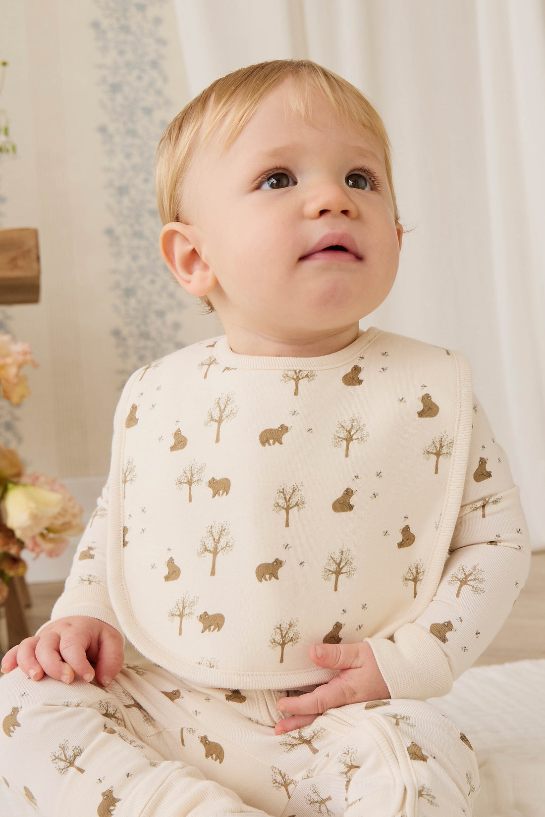 Organic Cotton Bib - Honey Bear Cloud Childrens Bib from Jamie Kay NZ