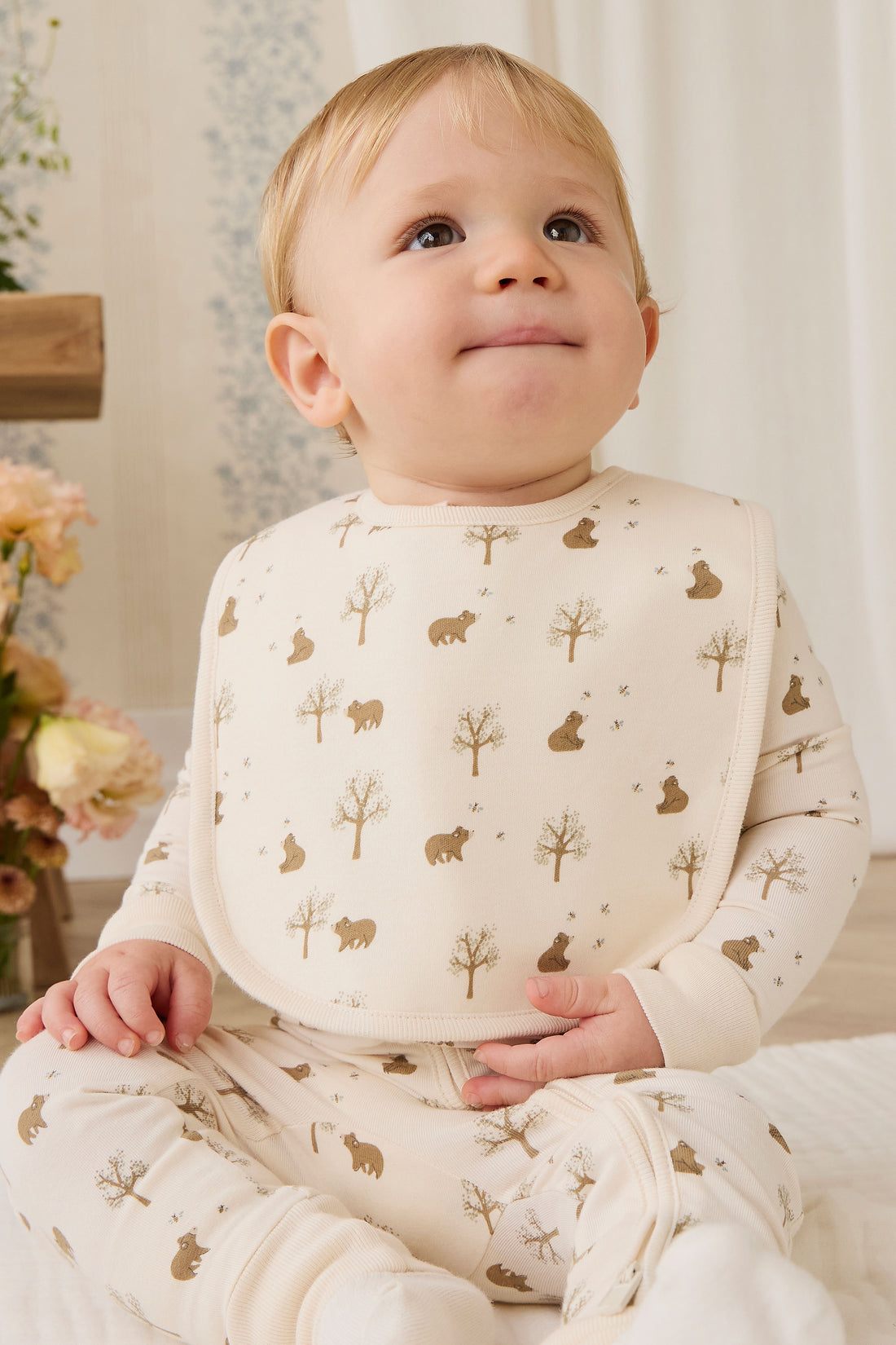 Organic Cotton Bib - Honey Bear Cloud Childrens Bib from Jamie Kay NZ