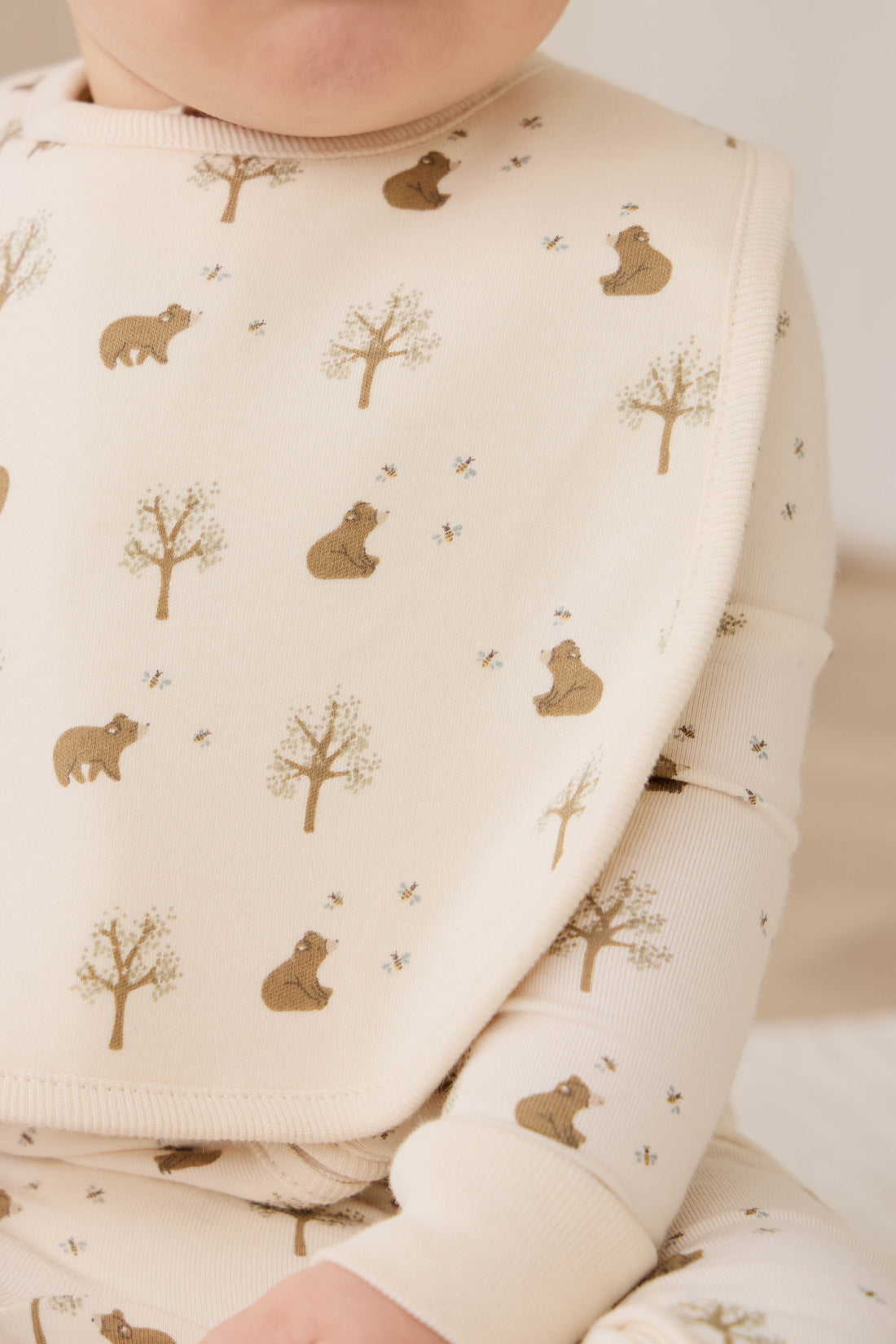 Organic Cotton Bib - Honey Bear Cloud Childrens Bib from Jamie Kay NZ