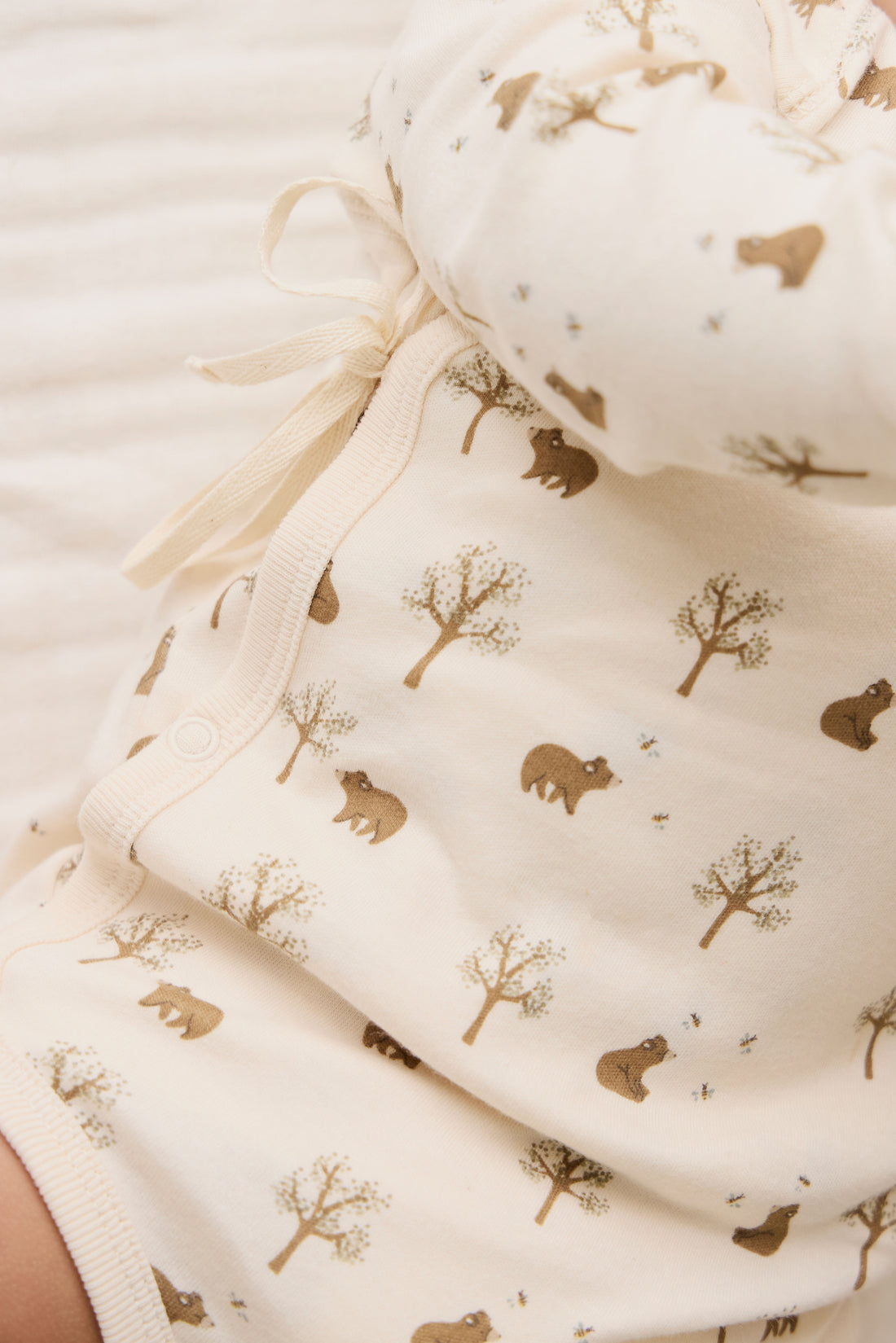 Organic Cotton Ames Wrap Long Sleeve Bodysuit - Honey Bear Cloud Childrens Bodysuit from Jamie Kay NZ