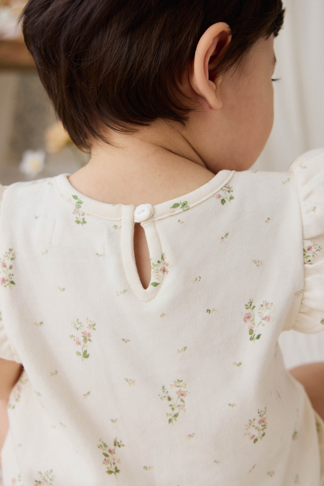 Organic Cotton Adrienne Playsuit - Josepha Egret Small Childrens Playsuit from Jamie Kay NZ