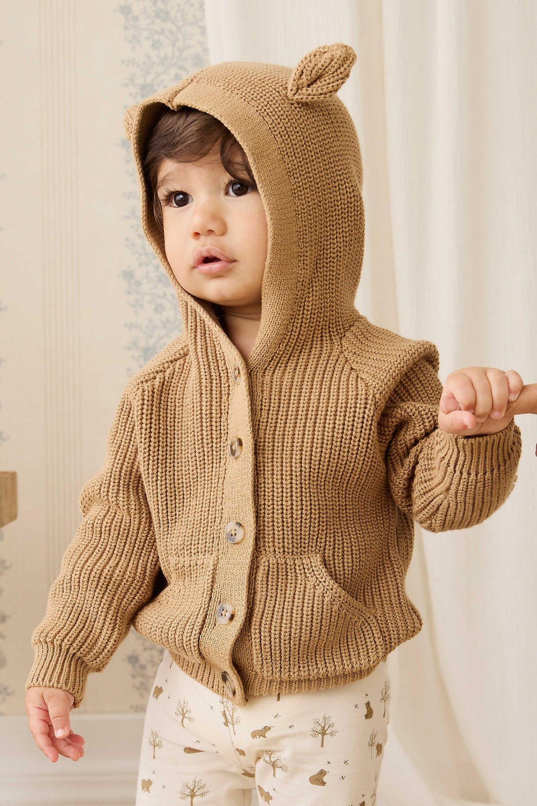 Bear Cardigan - Tawny Brown Childrens Cardigan from Jamie Kay NZ