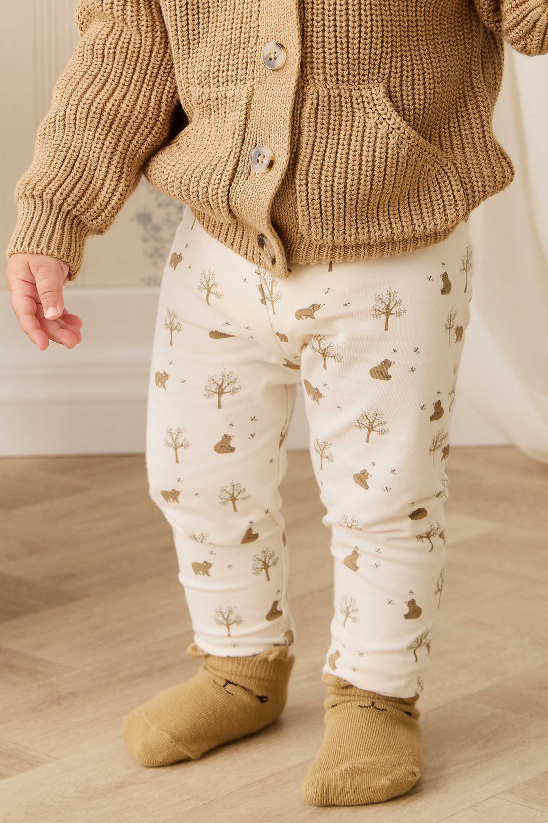 Organic Cotton Everyday Legging - Honey Bear Cloud Childrens Legging from Jamie Kay NZ