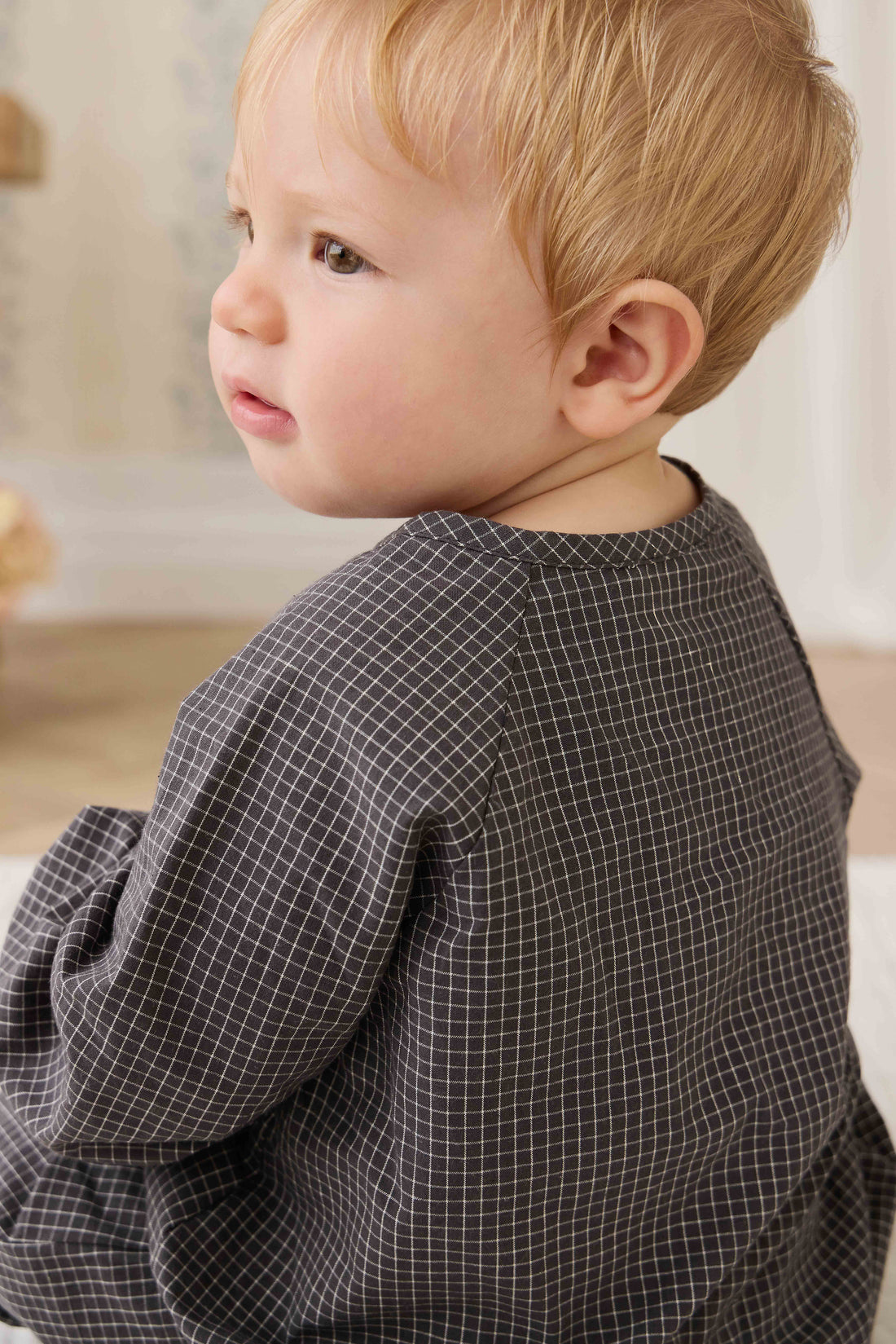 Organic Cotton Milton Onepiece - Basalt Grid Childrens Onepiece from Jamie Kay NZ