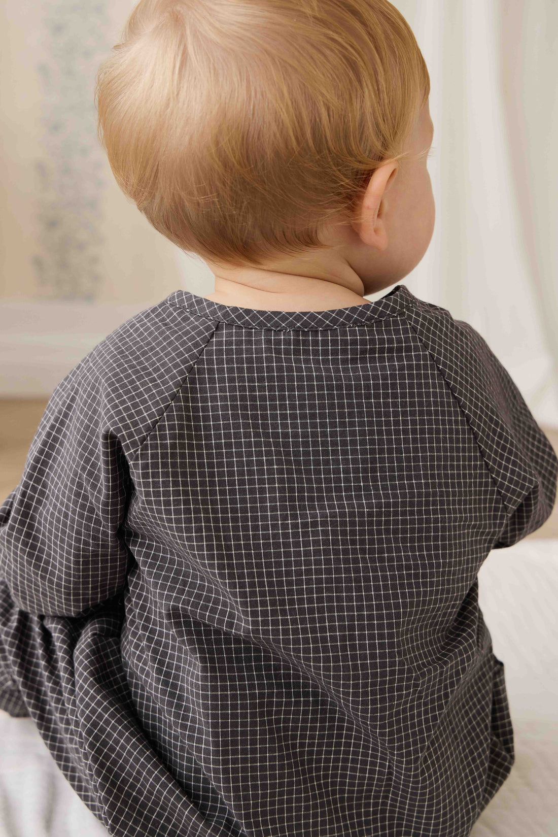 Organic Cotton Milton Onepiece - Basalt Grid Childrens Onepiece from Jamie Kay NZ