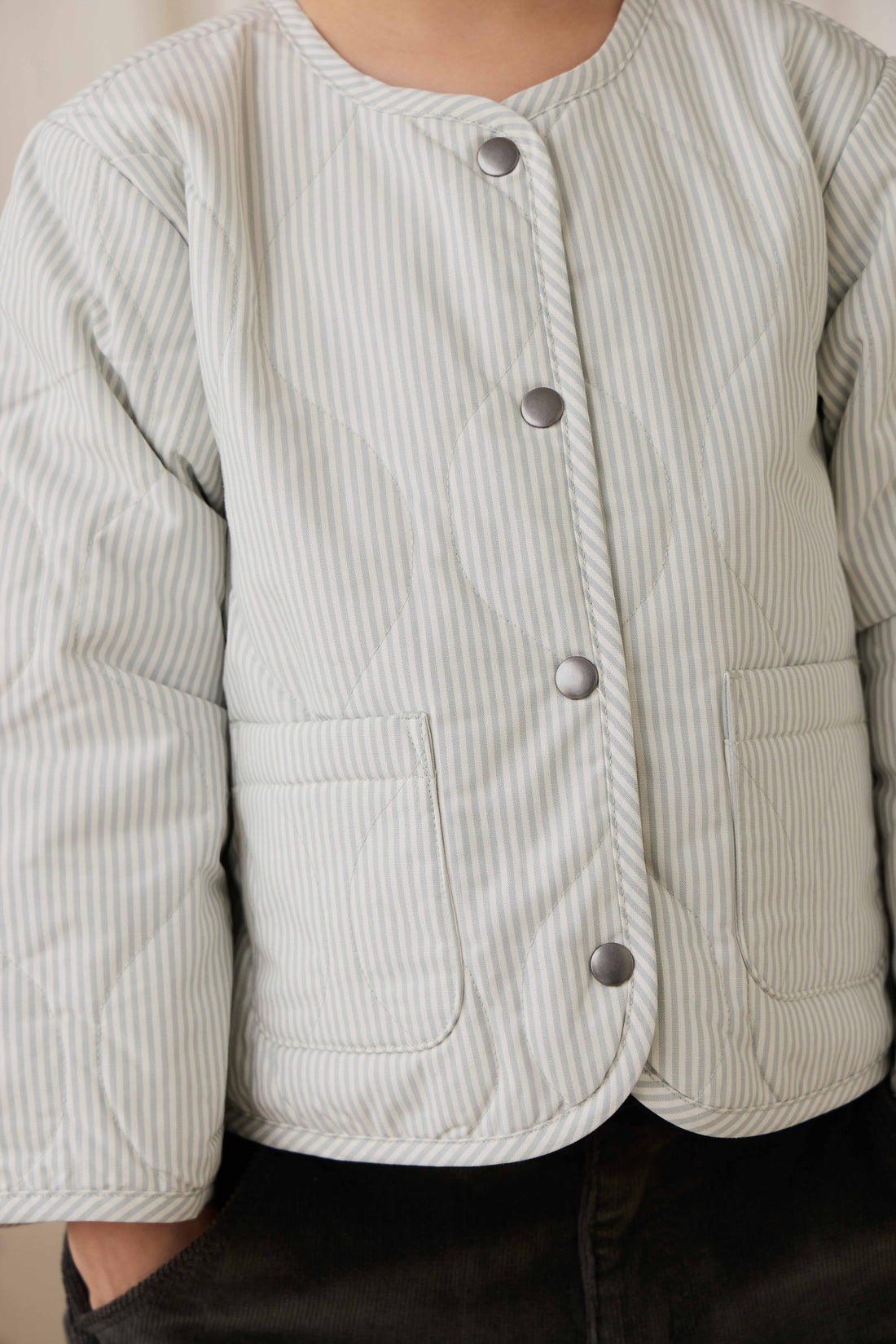 Elio Jacket - Fine Stripe Cloud/Bluegum Childrens Jacket from Jamie Kay NZ