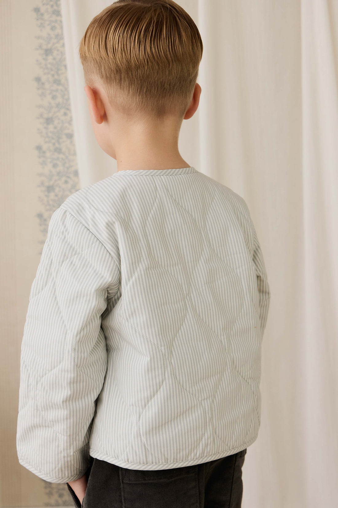Elio Jacket - Fine Stripe Cloud/Bluegum Childrens Jacket from Jamie Kay NZ