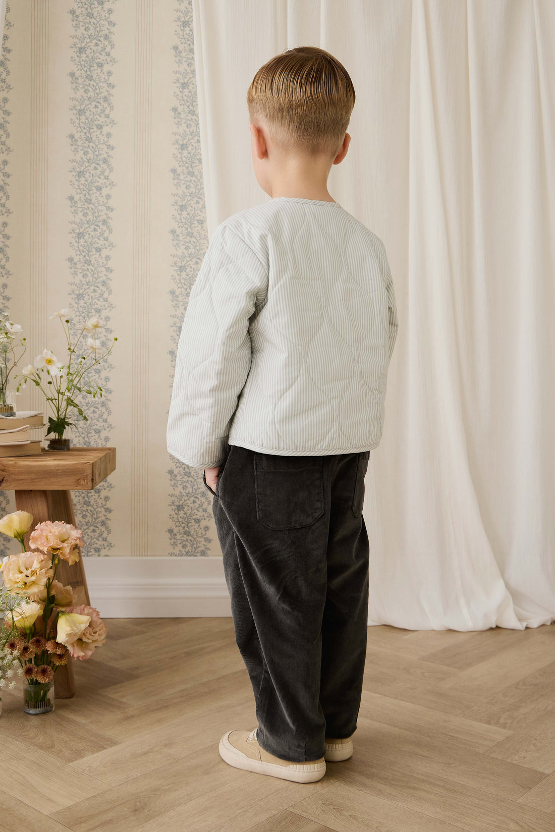 Elio Jacket - Fine Stripe Cloud/Bluegum Childrens Jacket from Jamie Kay NZ