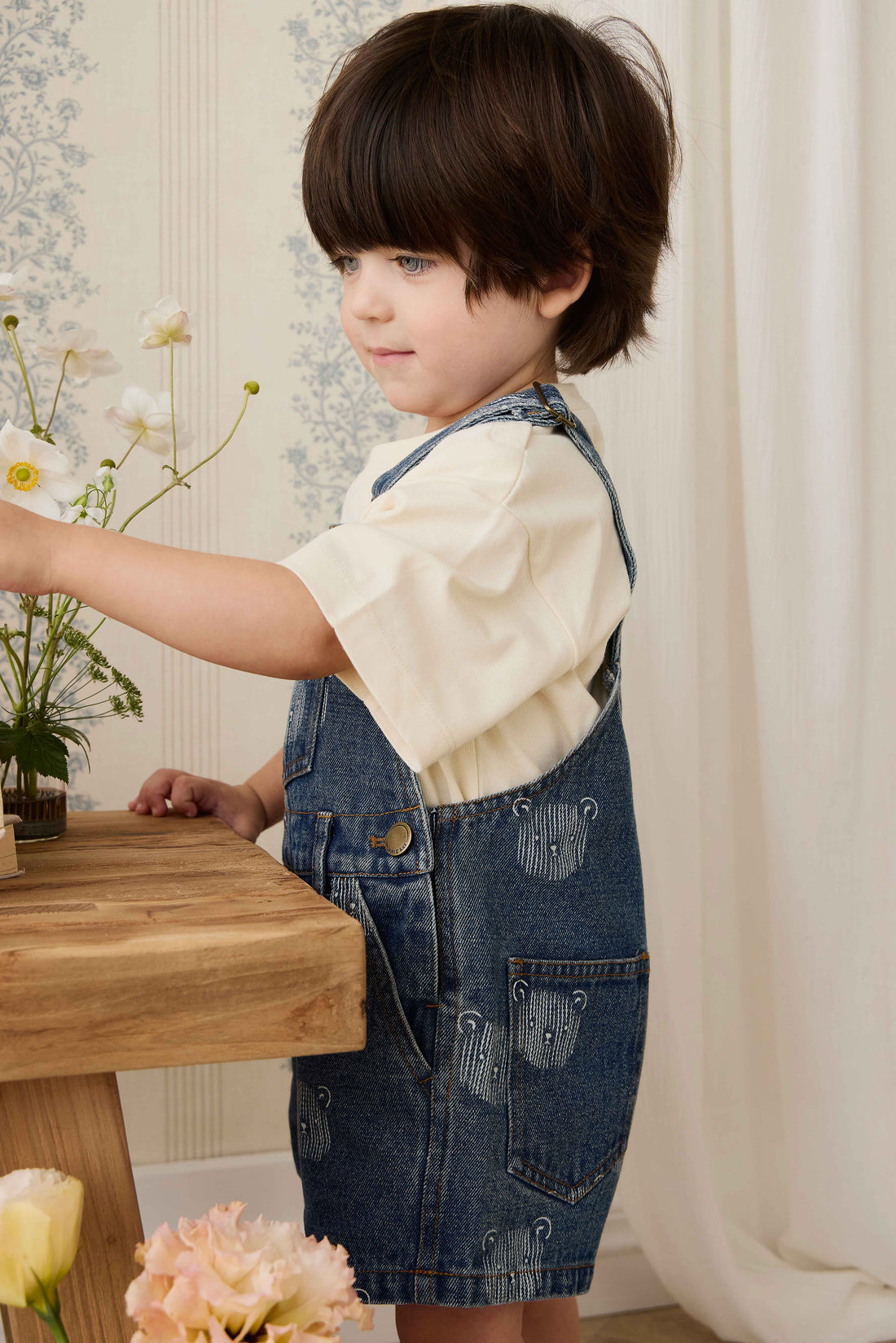 Fenix Short Overall - Teddy Face Denim Childrens Overall from Jamie Kay NZ