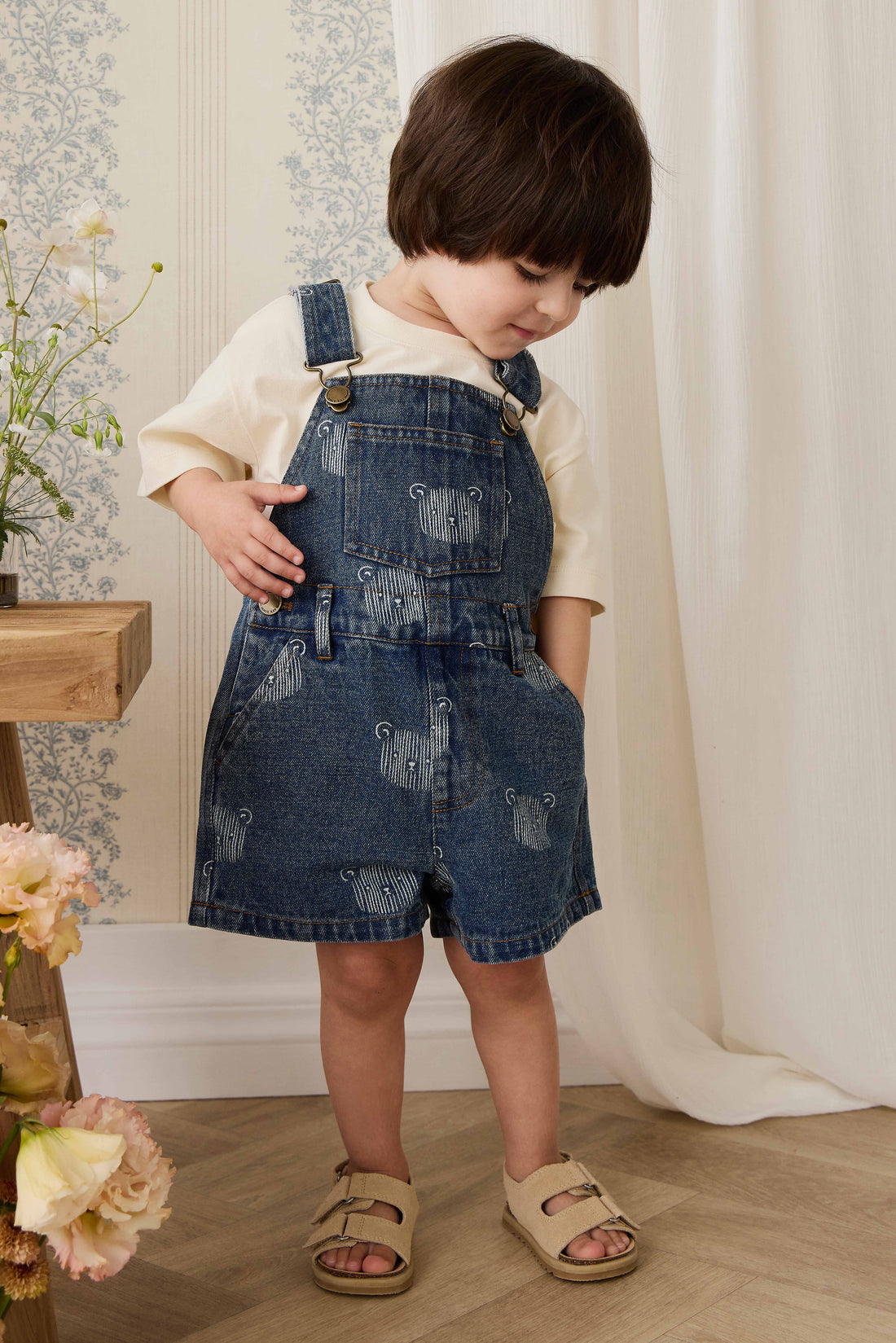 Fenix Short Overall - Teddy Face Denim Childrens Overall from Jamie Kay NZ