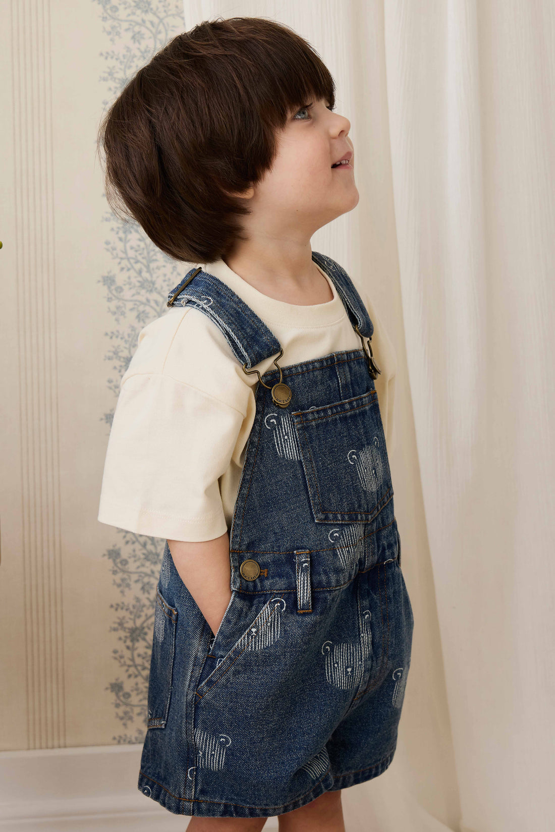 【PELLICULE】lacybelt motif denim Fenix Short Overall - Teddy Face Denim – Jamie Kay NZ