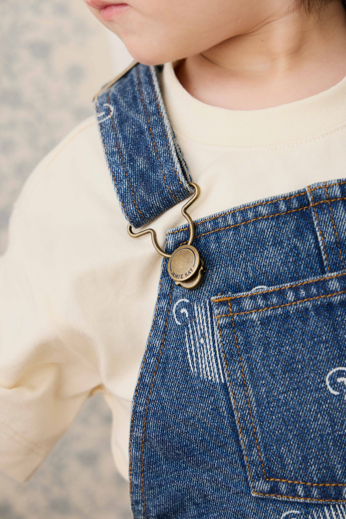 Fenix Short Overall - Teddy Face Denim Childrens Overall from Jamie Kay NZ