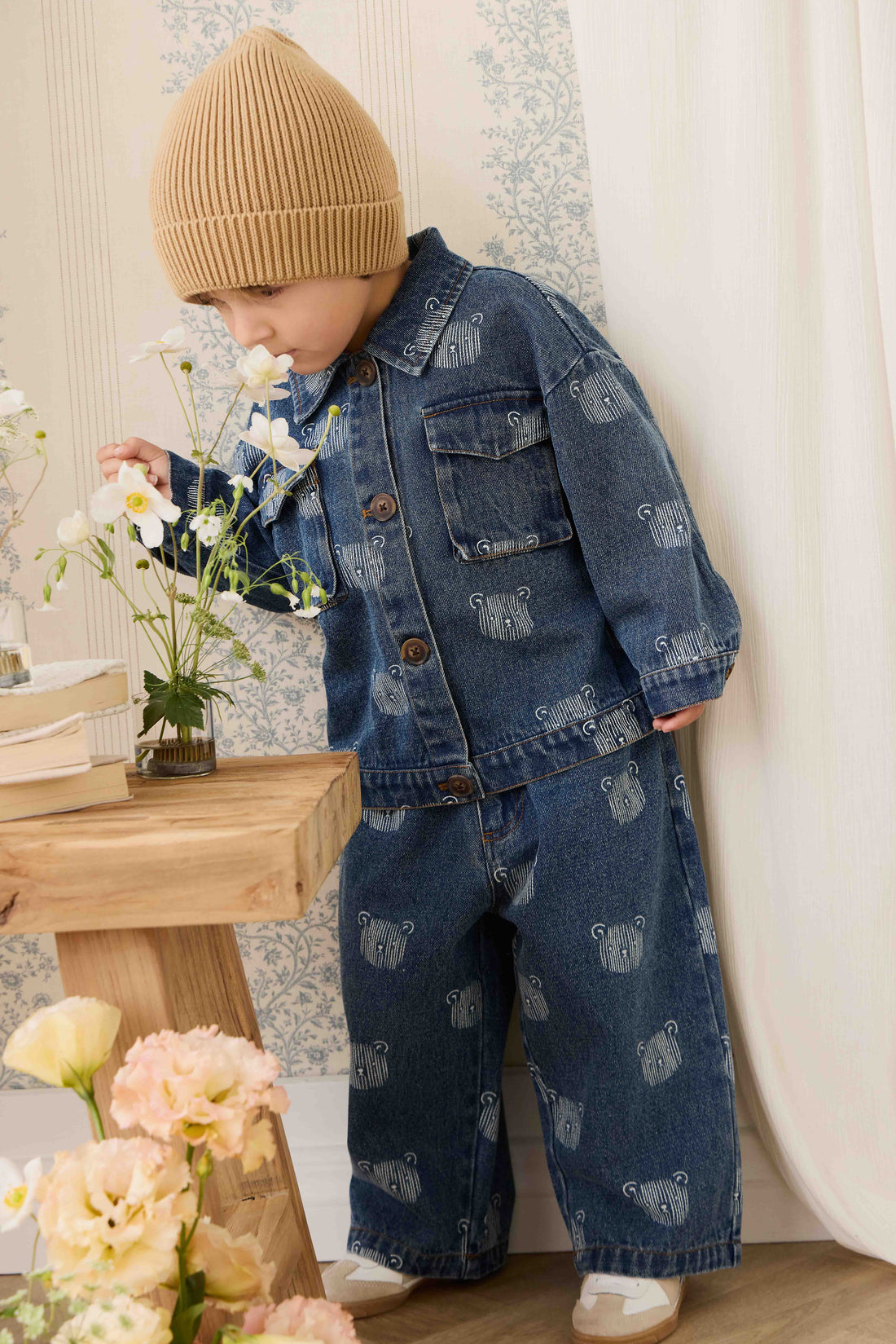 Linus Denim Pant - Teddy Face Denim Childrens Pant from Jamie Kay NZ