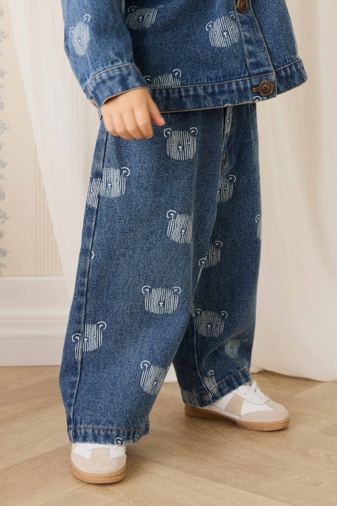Linus Denim Pant - Teddy Face Denim Childrens Pant from Jamie Kay NZ