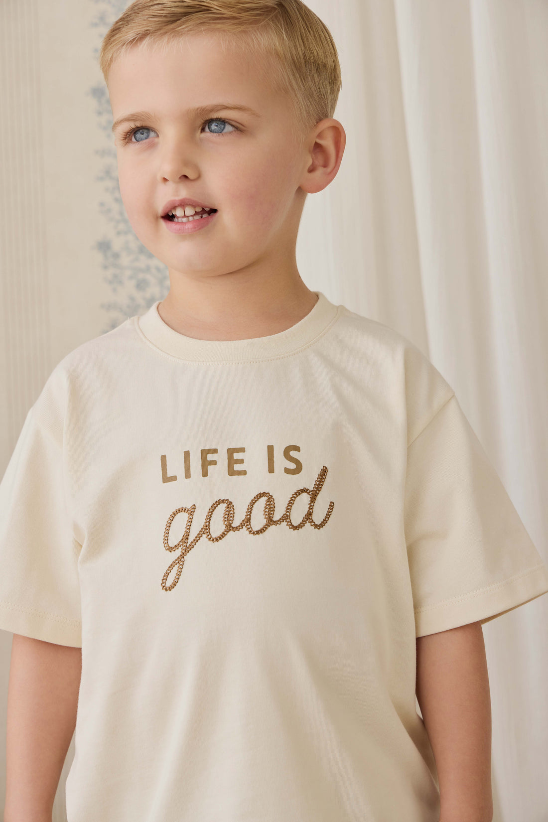 Organic Cotton Bjorn Tee - Cloud Life is Good Childrens Top from Jamie Kay NZ