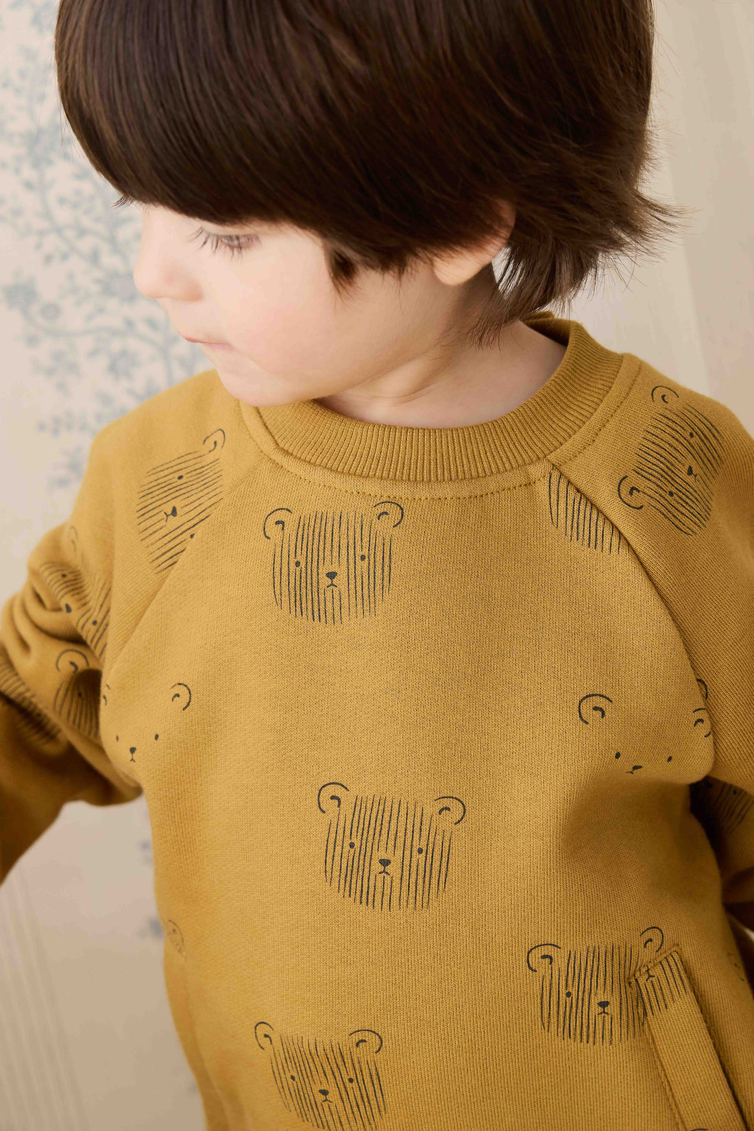Organic Cotton Henry Sweatshirt - Buckwheat Teddy Face Childrens Sweatshirt from Jamie Kay NZ