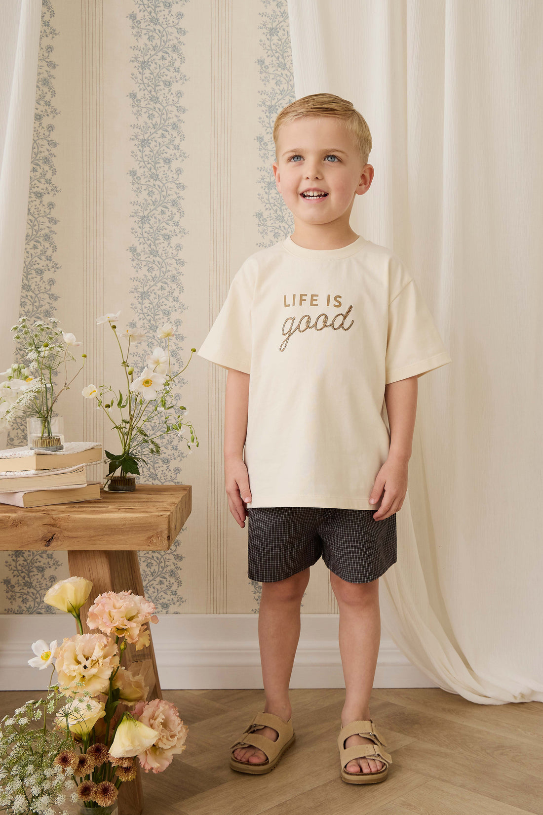 Organic Cotton Bjorn Tee - Cloud Life is Good Childrens Top from Jamie Kay NZ