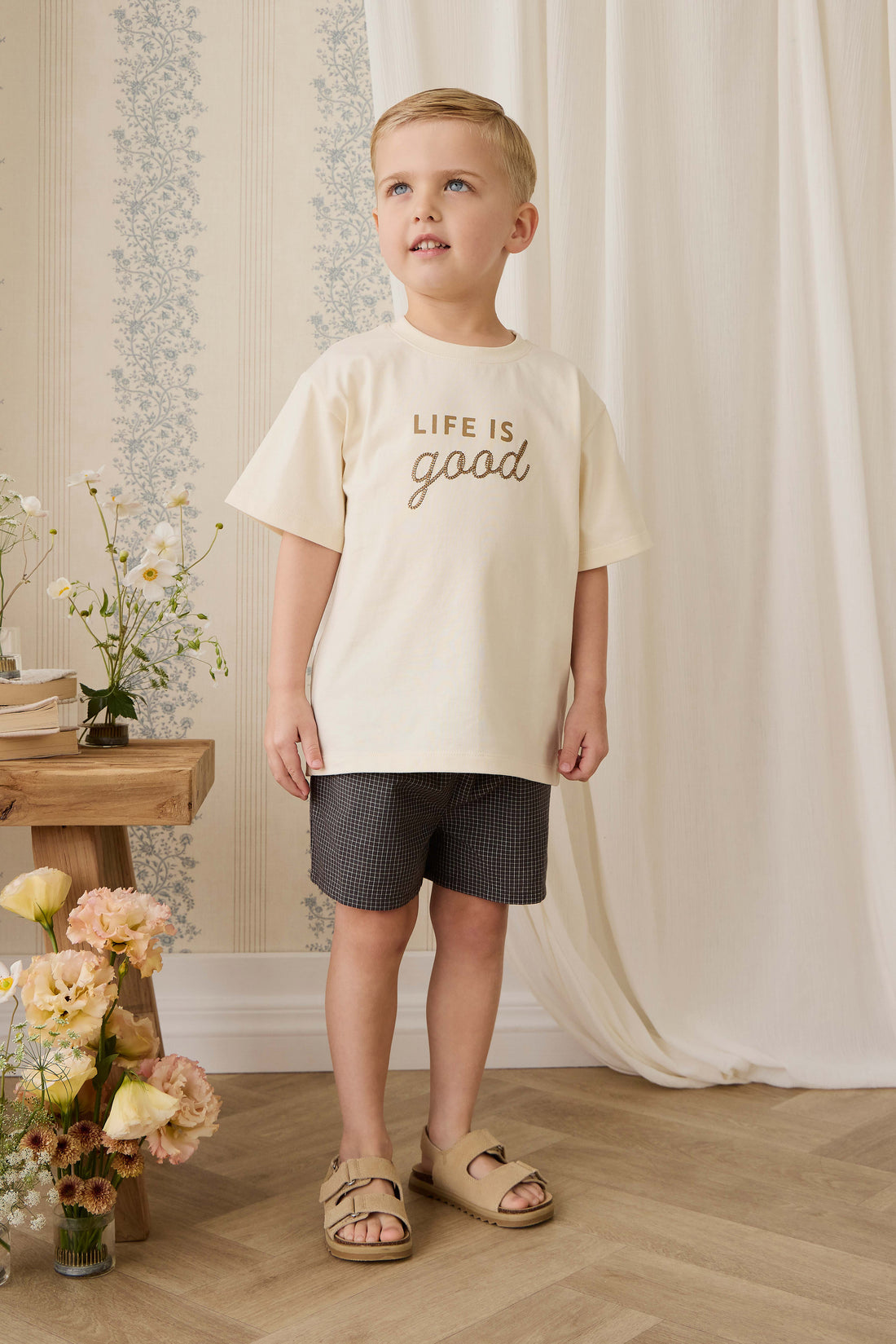 Organic Cotton Bjorn Tee - Cloud Life is Good Childrens Top from Jamie Kay NZ
