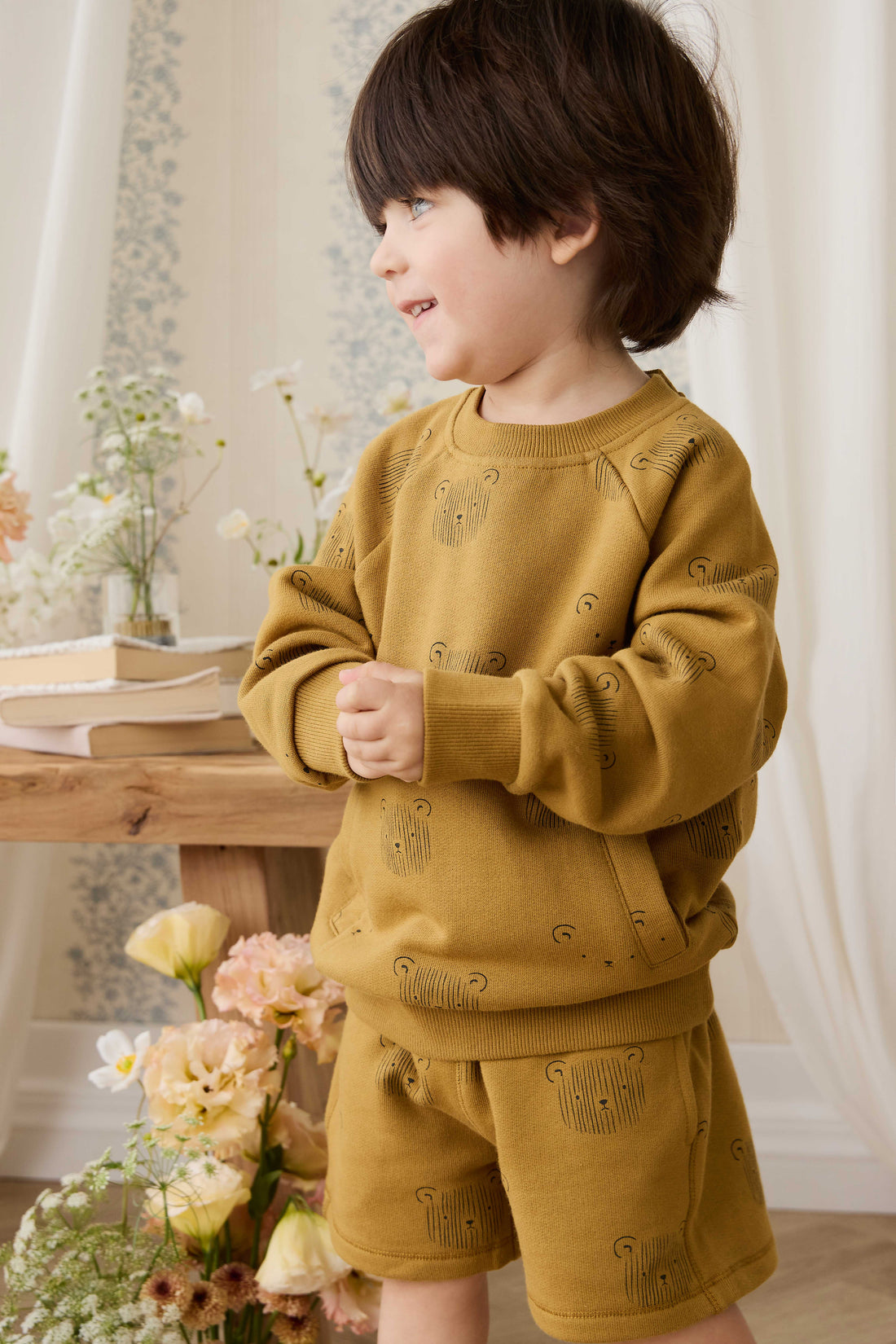 Organic Cotton Jalen Short - Buckwheat Teddy Face Childrens Shorts from Jamie Kay NZ