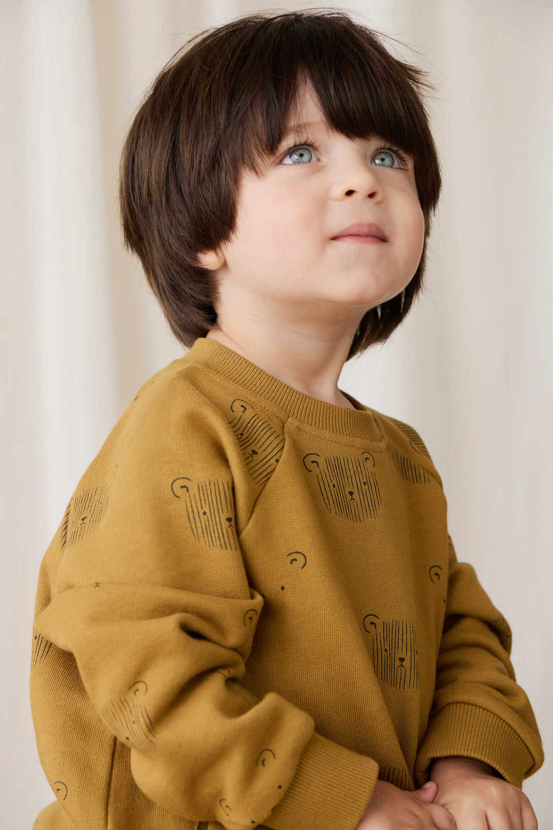 Organic Cotton Henry Sweatshirt - Buckwheat Teddy Face Childrens Sweatshirt from Jamie Kay NZ