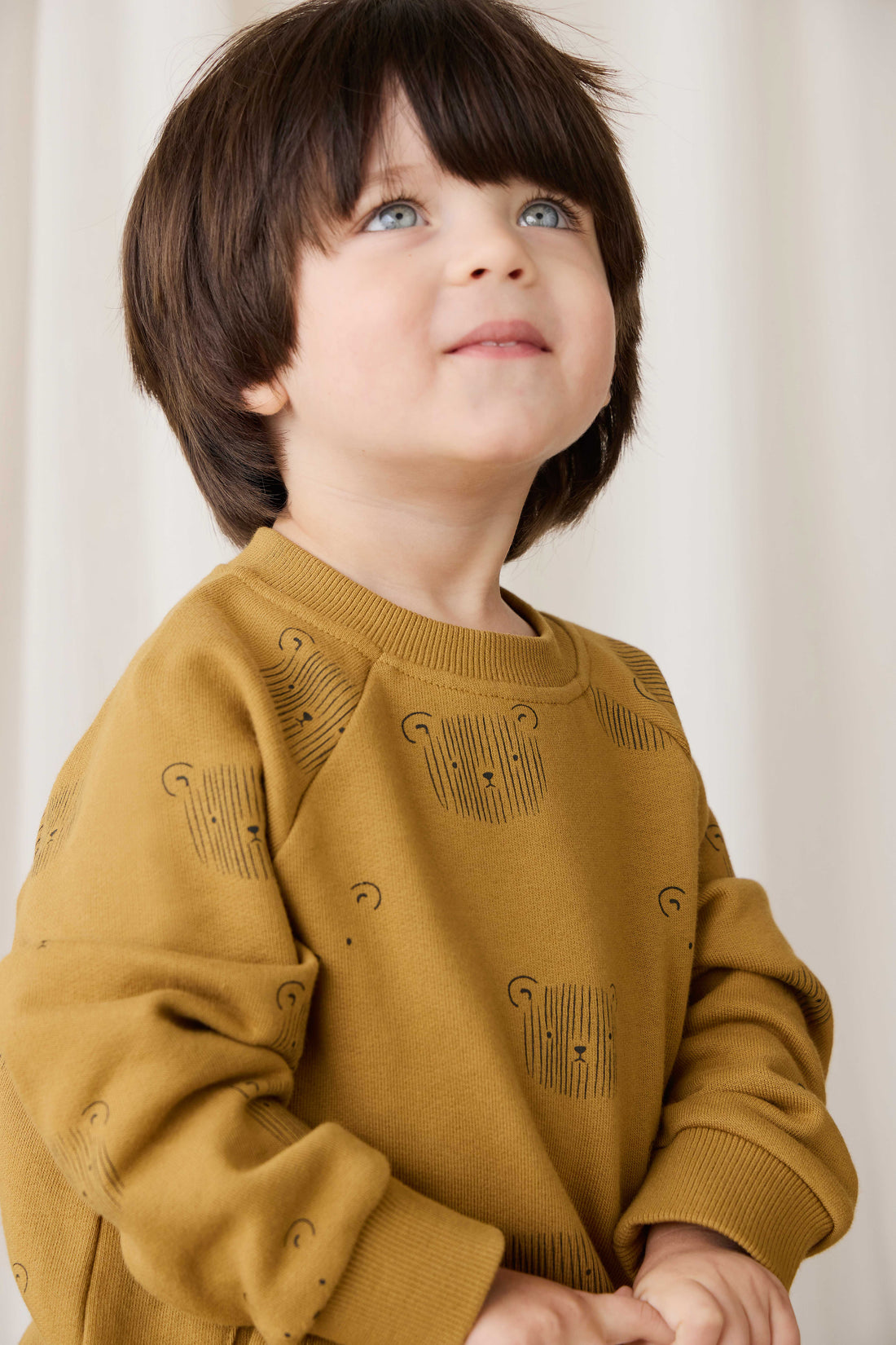 Organic Cotton Henry Sweatshirt - Buckwheat Teddy Face Childrens Sweatshirt from Jamie Kay NZ