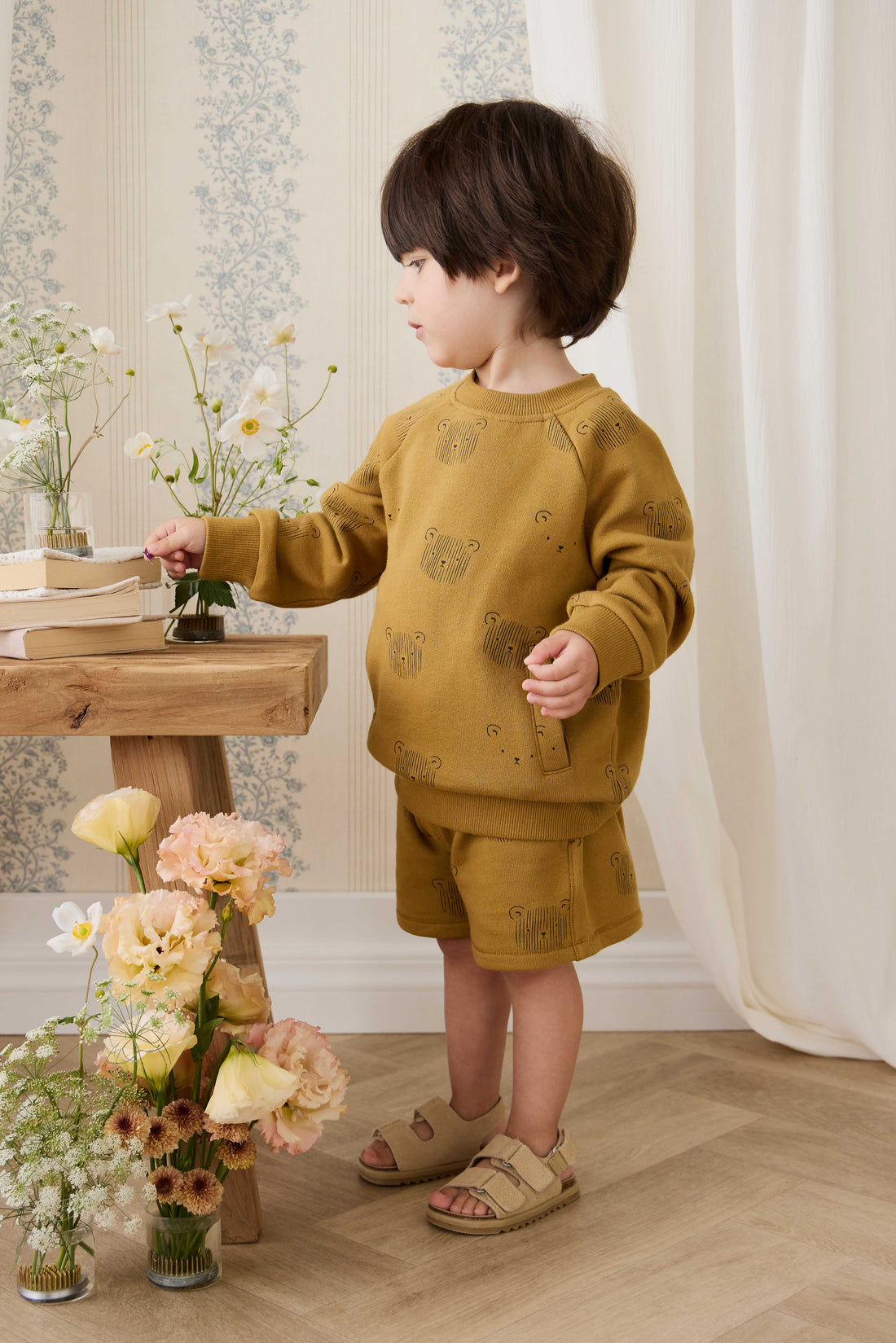 Organic Cotton Jalen Short - Buckwheat Teddy Face Childrens Shorts from Jamie Kay NZ